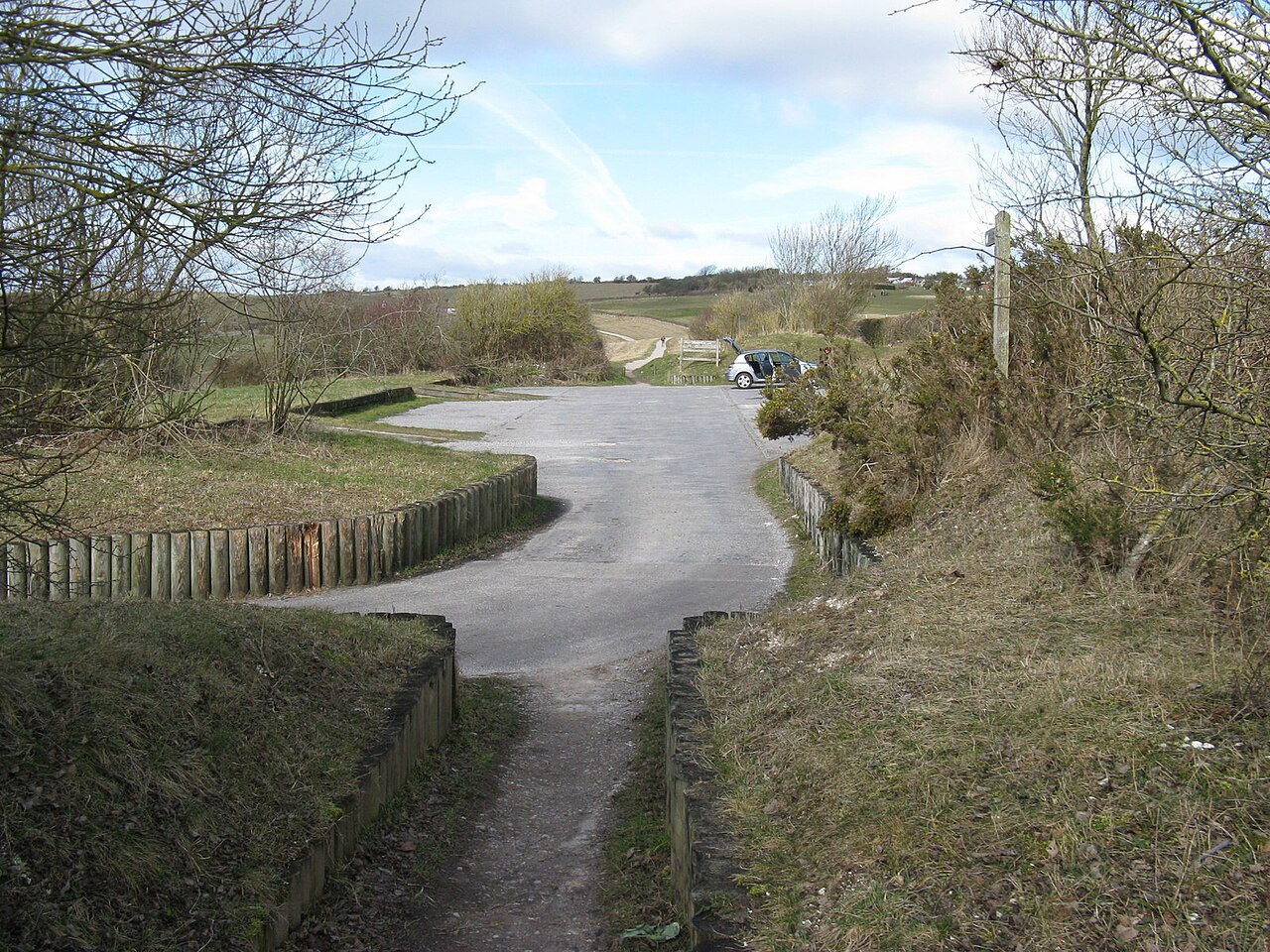 A surfaced approach to a car park, illustrating how to assess a path.