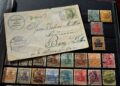 Briefmarken mit einer Postkarte